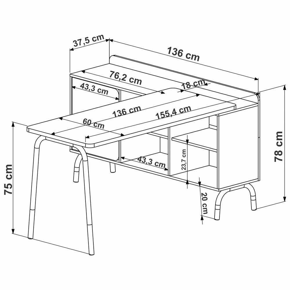 Mesa Escrivaninha Em L 28003 Hanover Branco Artesano Hanover Branco