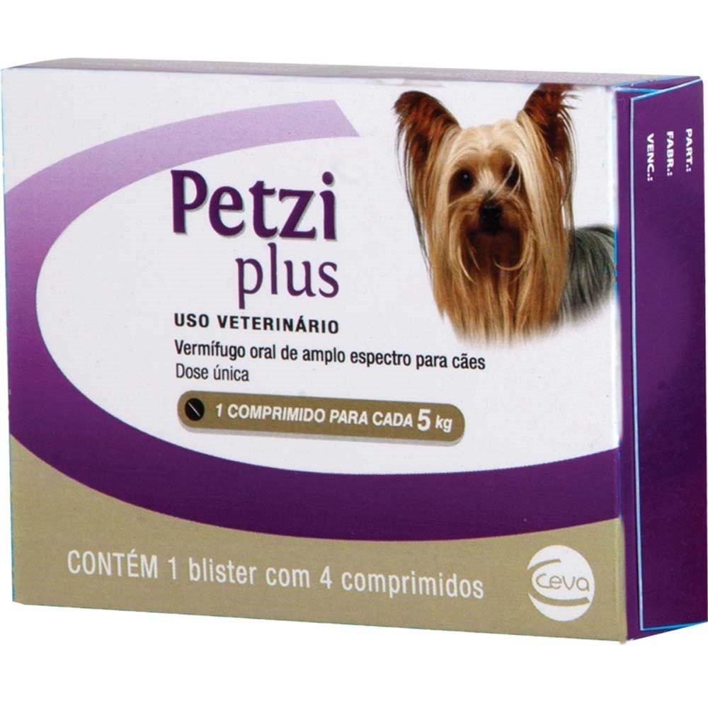 Miniatura Vermifugo Ceva Petzi Plus 350 mg para Cães até 5 Kg - 4 comprimidos