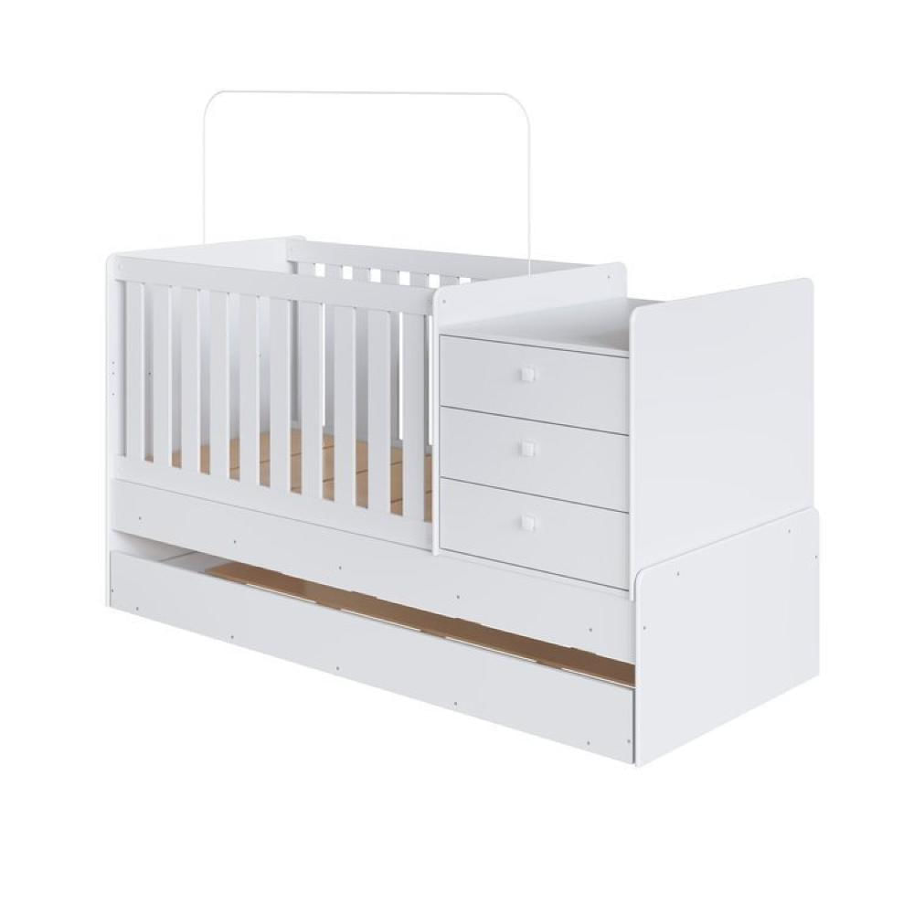 Berço Cama Multifuncional com Auxiliar 2 Colchões Branco