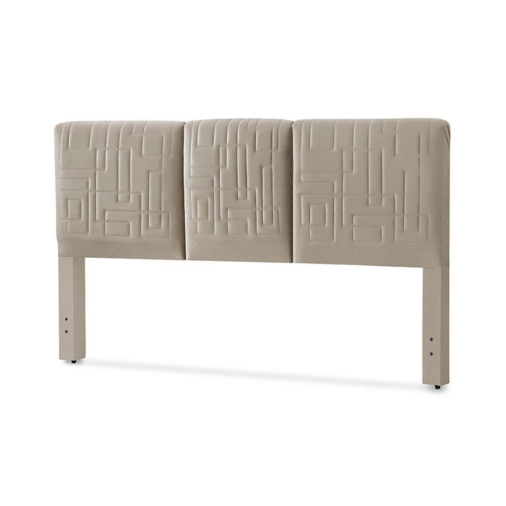 Miniatura Cabeceira Cama Box Anita Completa Regulável 140-160-195cm X 125cm Suede Bege - Cor: Bege