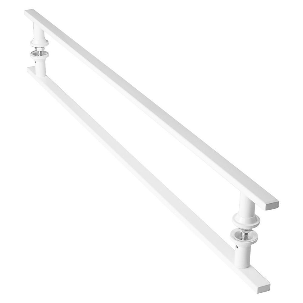 Miniatura Puxador De Porta Branco Vidro Pivotante Madeira 80Cm M.S