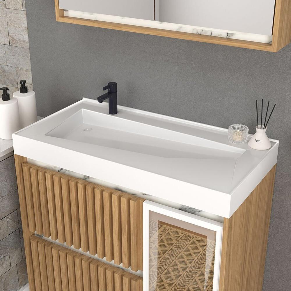 Miniatura Gabinete de Banheiro 80cm com Lavatório e Armário Ref 890 Itapuã/Thassos