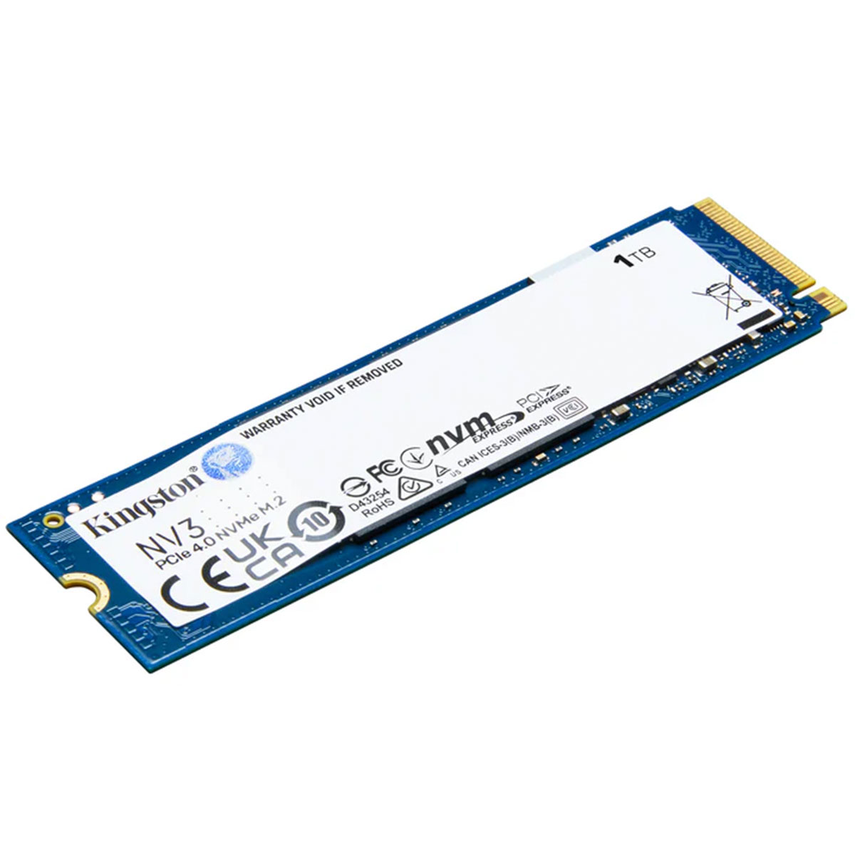 Miniatura SSD 1TB Kingston NV3, M.2 2280, NVMe PCIe 4.0 x4, Leitura 6000MB/s, Gravação 4000MB/s - SNV3S/1000G