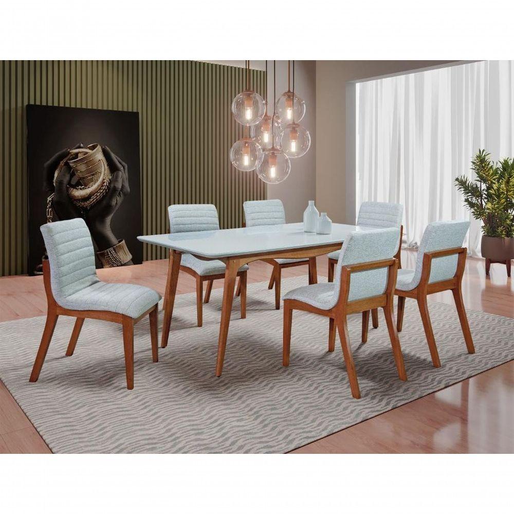 Miniatura Sala De Jantar Completa Com 6 Cadeiras Madeira Maciça 1,80x0,90 Metros Petra Art Salas