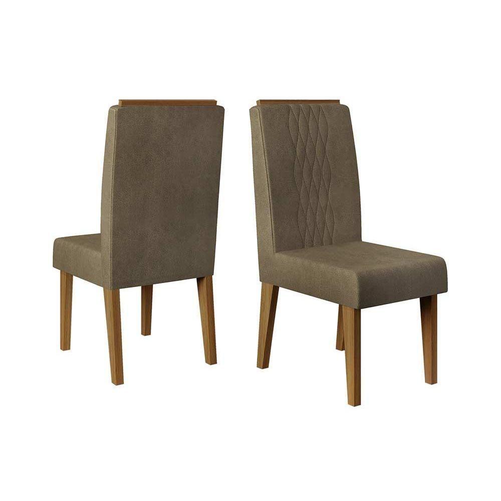 Miniatura Cadeira Sala De Jantar Lia Kit 2 Un Carvalho Nobre/linho Mate - Dj Móveis