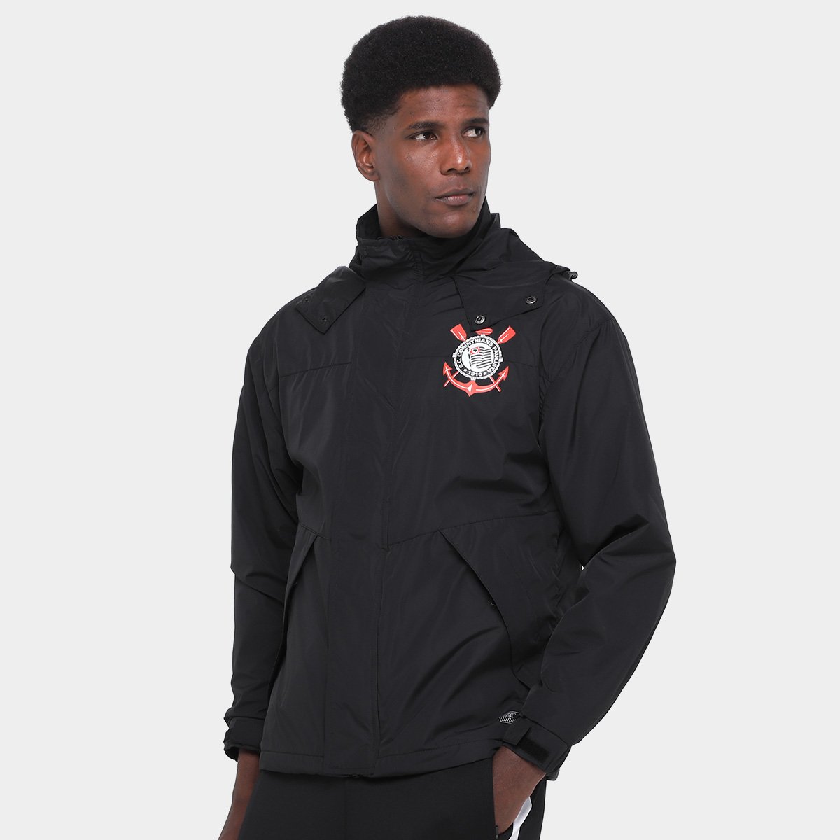 Miniatura Jaqueta Corta Vento Corinthians Coimbra Masculina Preto - G