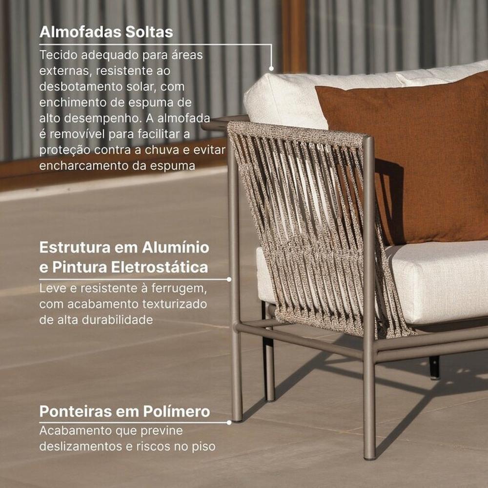 Conjunto Jardim e Varanda 1 Chaise Direita 1 Chaise Esquerda 1 Puff Cabecasa madeiramadeira Champanhe/Quaker areia