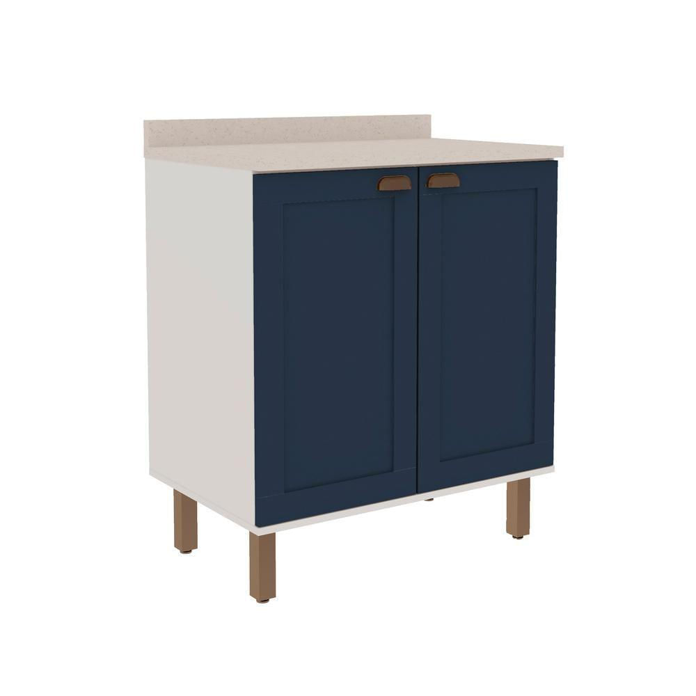 Cozinha Modulada 4 Pecas 100% Mdf Branco/Azul Genialflex