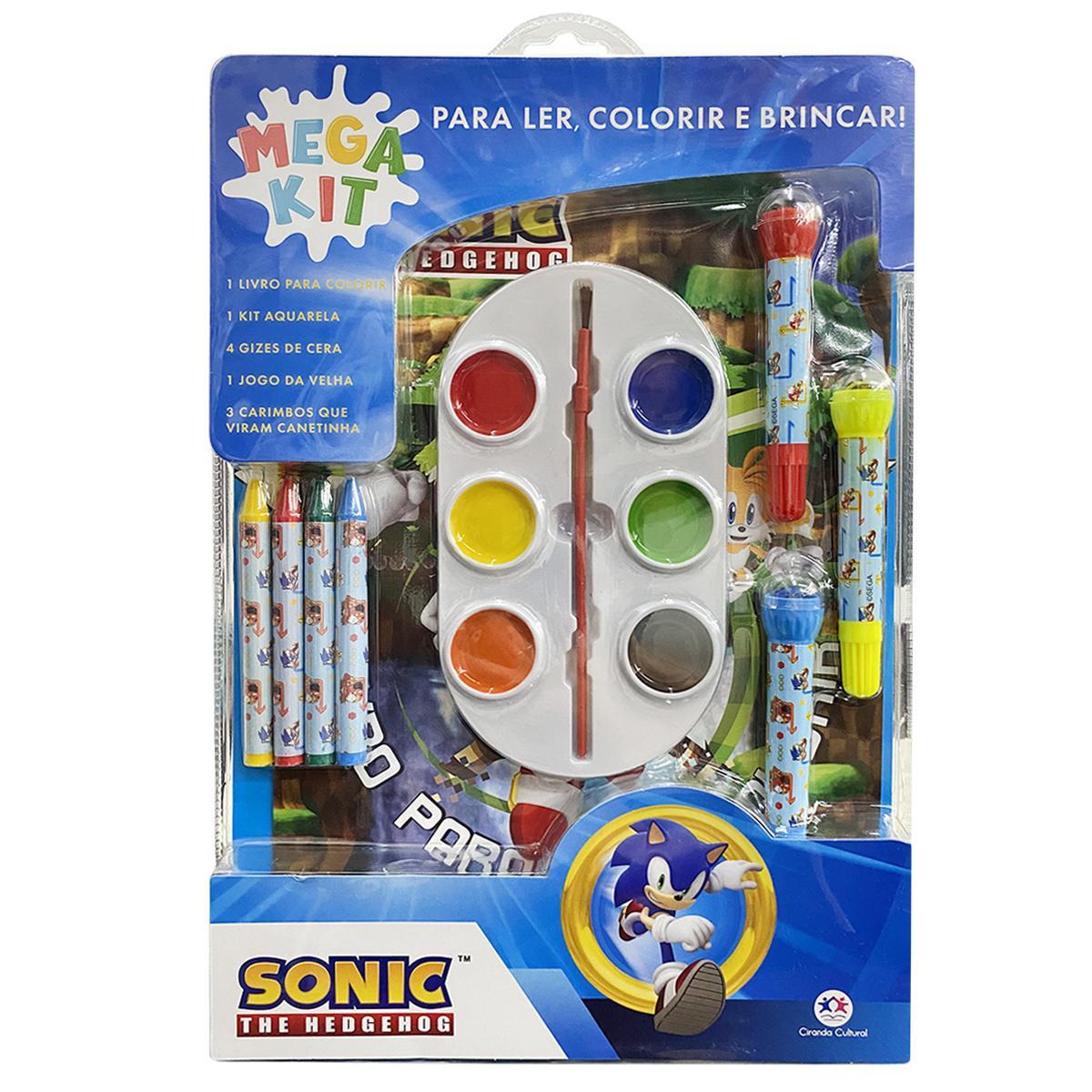Miniatura Mega Kit Sonic Para Ler Colorir E Brincar Infantil Com Jogo