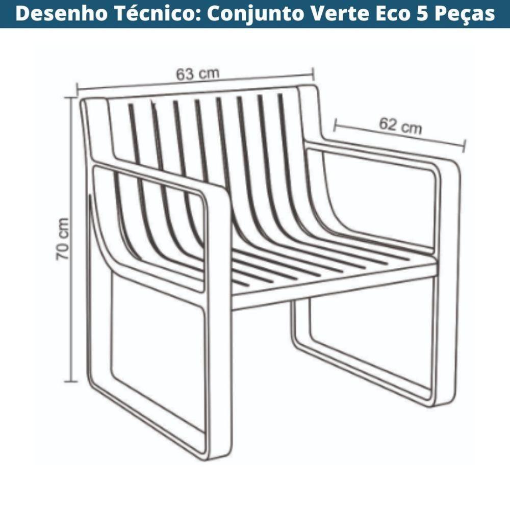Miniatura Conjunto 2 Poltronas, 1 Sofá 2 Lug E 2 Mesas área Externa Verte Eco Rivatti Fibra Natural Café