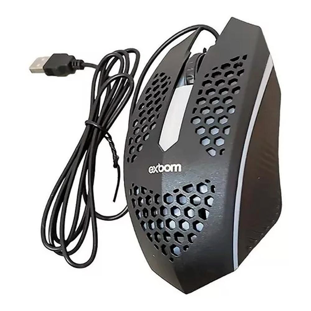 Miniatura Mouse Óptico Usb Rgb Ms-C33 Preto 1200 Dpi Exbom