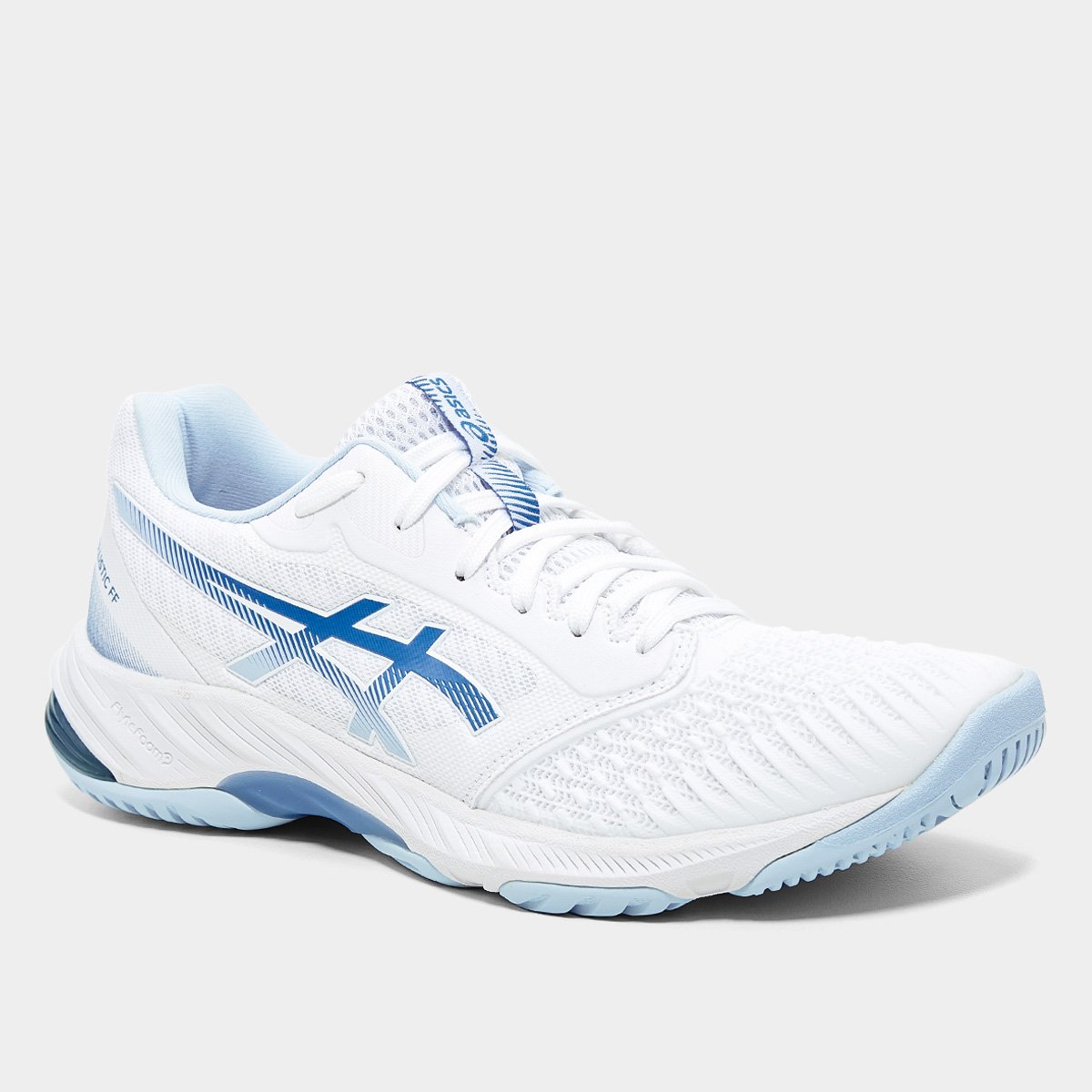 Miniatura Tênis Asics Netburner Ballistic FF 3 Feminino Branco+Azul - 39