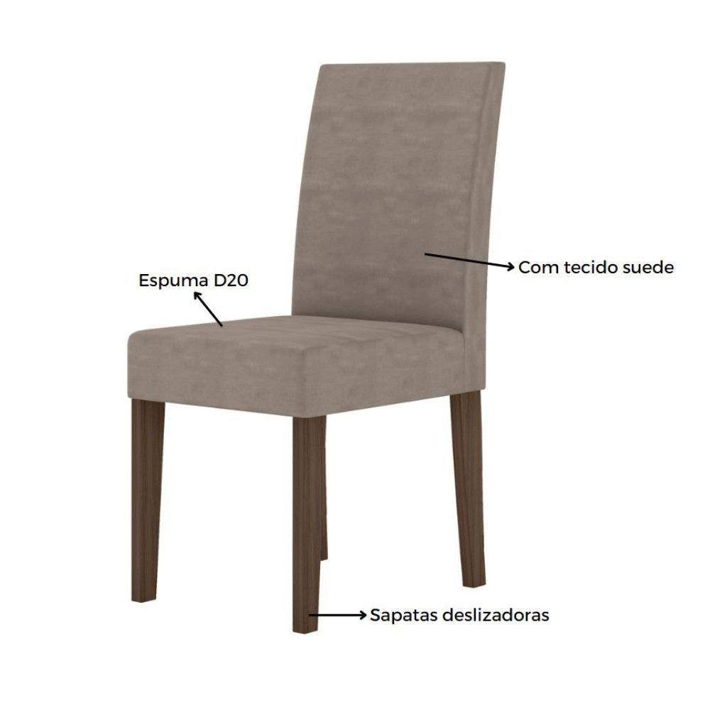 Miniatura Conjunto Sala De Jantar Retangular Mesa Agata 136cm E 04 Cadeiras Josi Amêndoa Com Off White