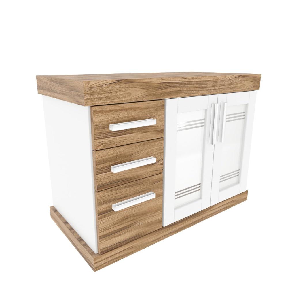 Miniatura Gabinete para Banheiro 80cm 3 Gavetas 2 Portas Imola Darabas Agardi Terracota