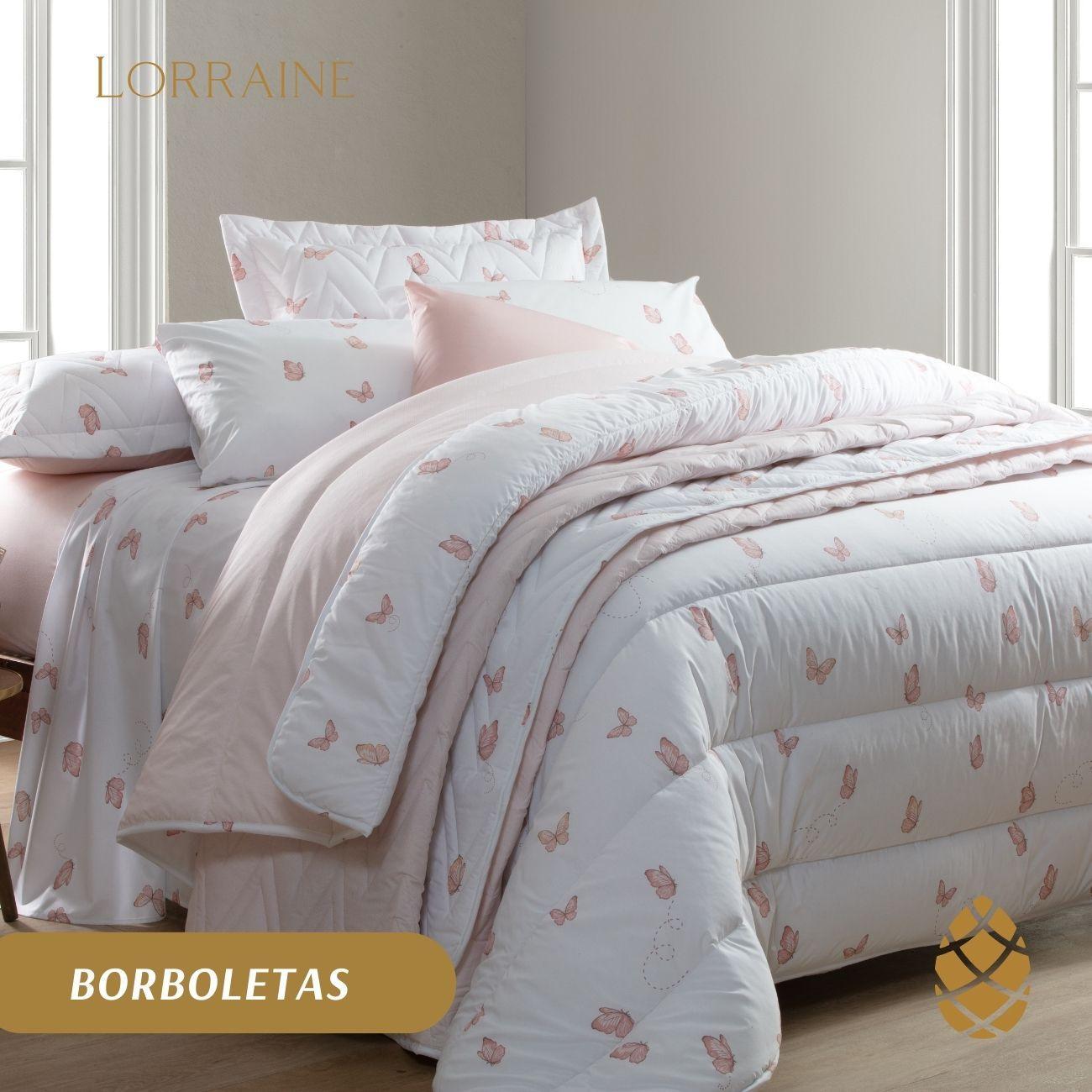 Miniatura Jogo De Cama Casal Sultan 180F Sonhare Prata Borboleta 4 Pçs