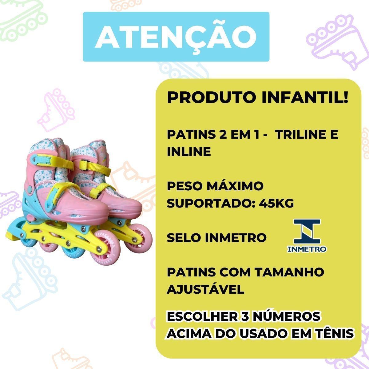 Patins Triline Inline Tam Ajustável 30-33 Unicórnio Glumi