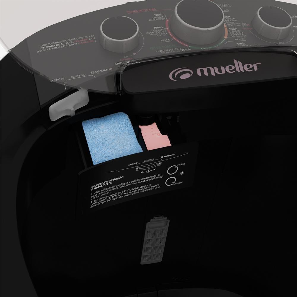 Miniatura Máquina de Lavar Semiautomática 16kg Big Preta 220V Mueller