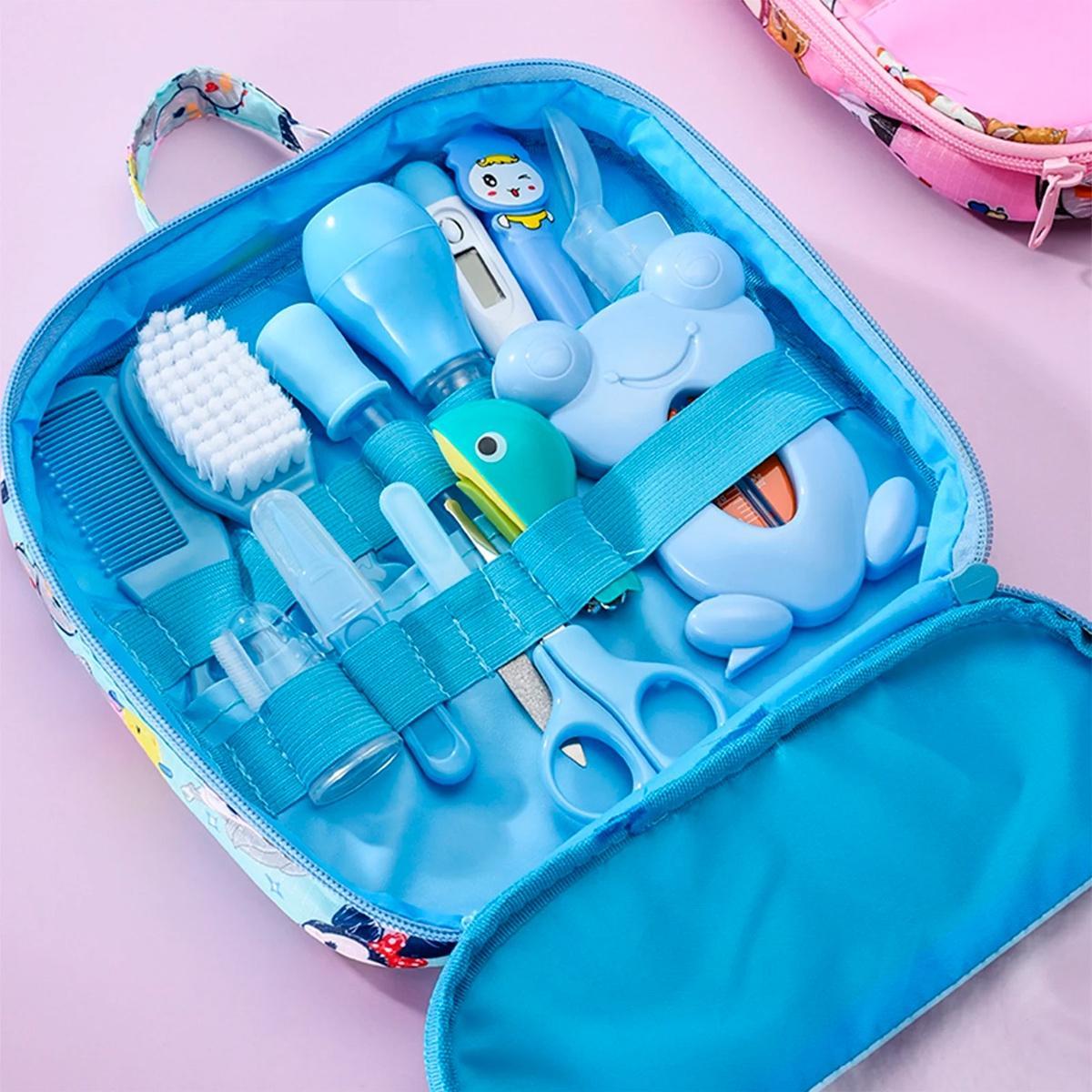Kit Higiene Bebê Azul Recém Nascido Escova Tesoura