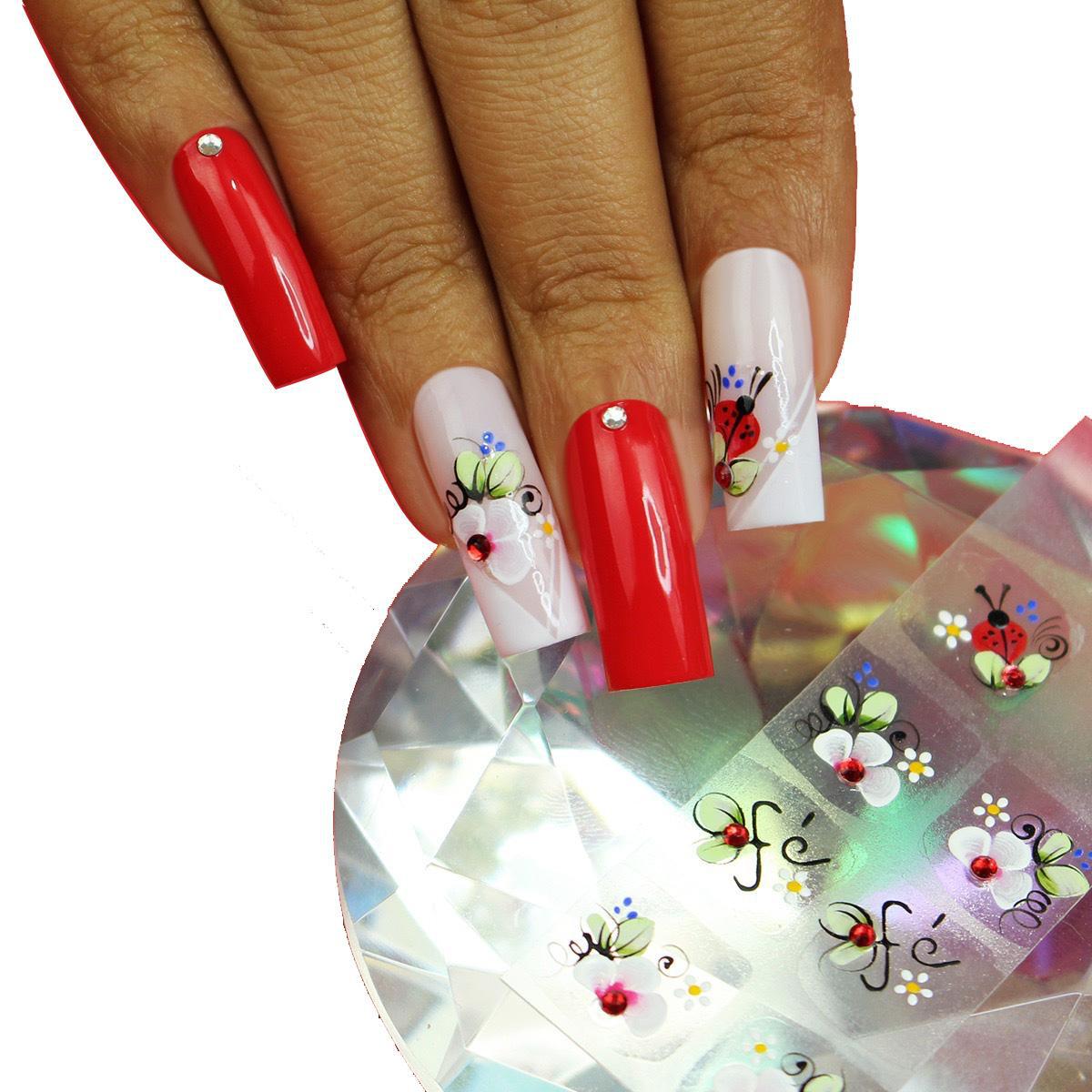 Miniatura Kit 50 Adesivos Para Unhas Arte Sedução, 100% Artesanal