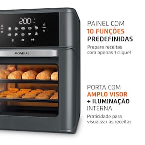Miniatura Fritadeira Air Fryer Oven Mondial AFON-12L-FG 12L Digital 2000W Cinza 110V