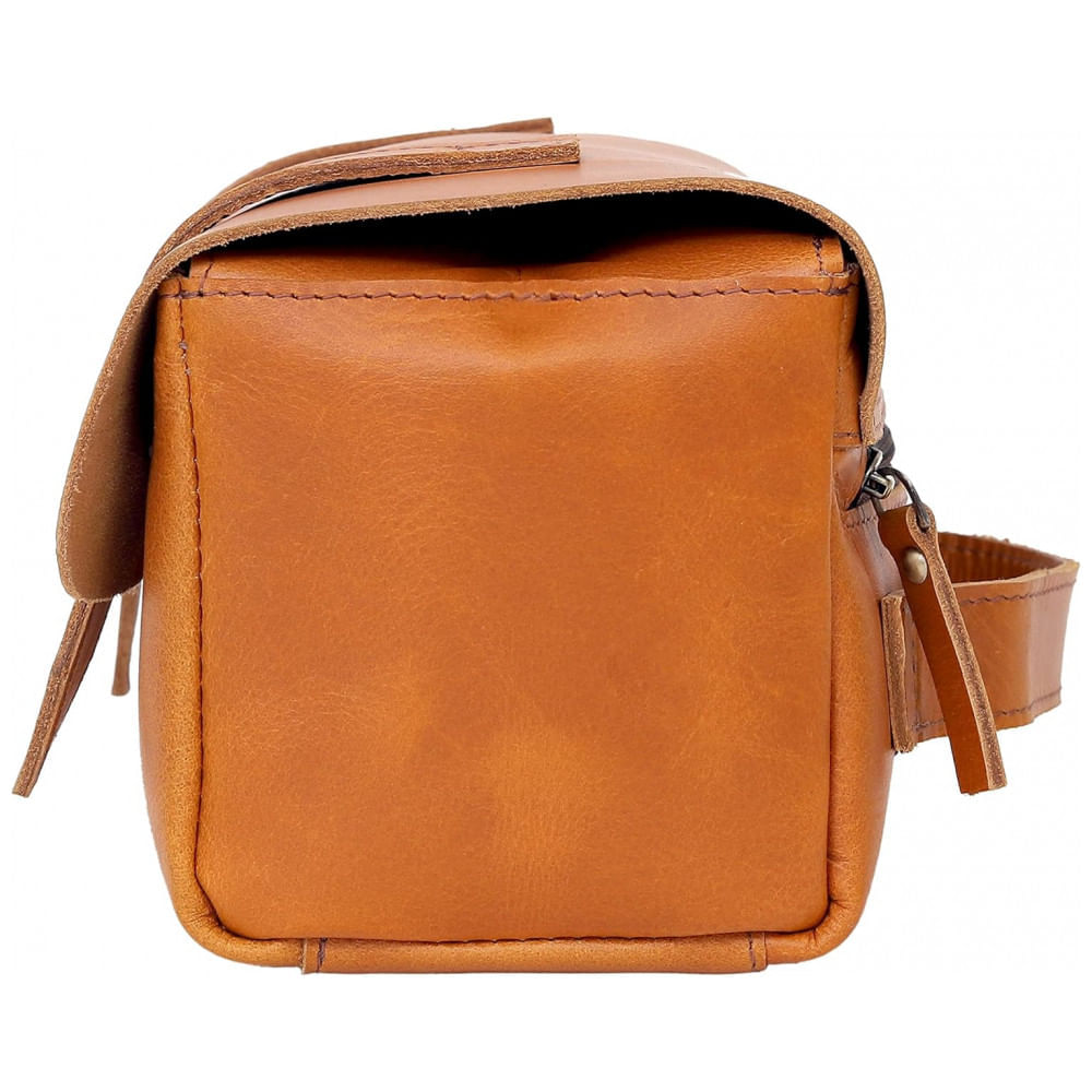 Miniatura Necessaire Masculina de Couro, CREATIVE LEATHER ART, Marrom Claro
