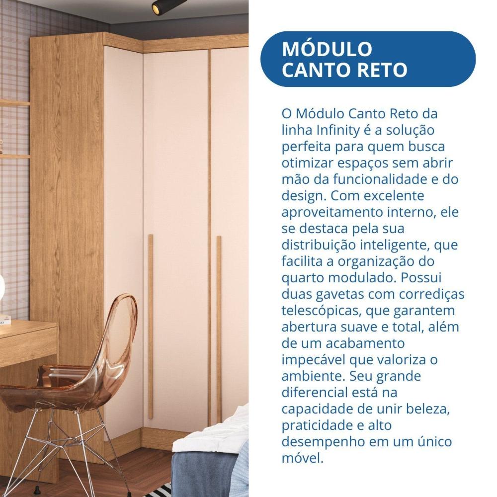 Móveis para Quarto Módulo Canto Reto 2 Porta Infinity Cedro/ Blush Line