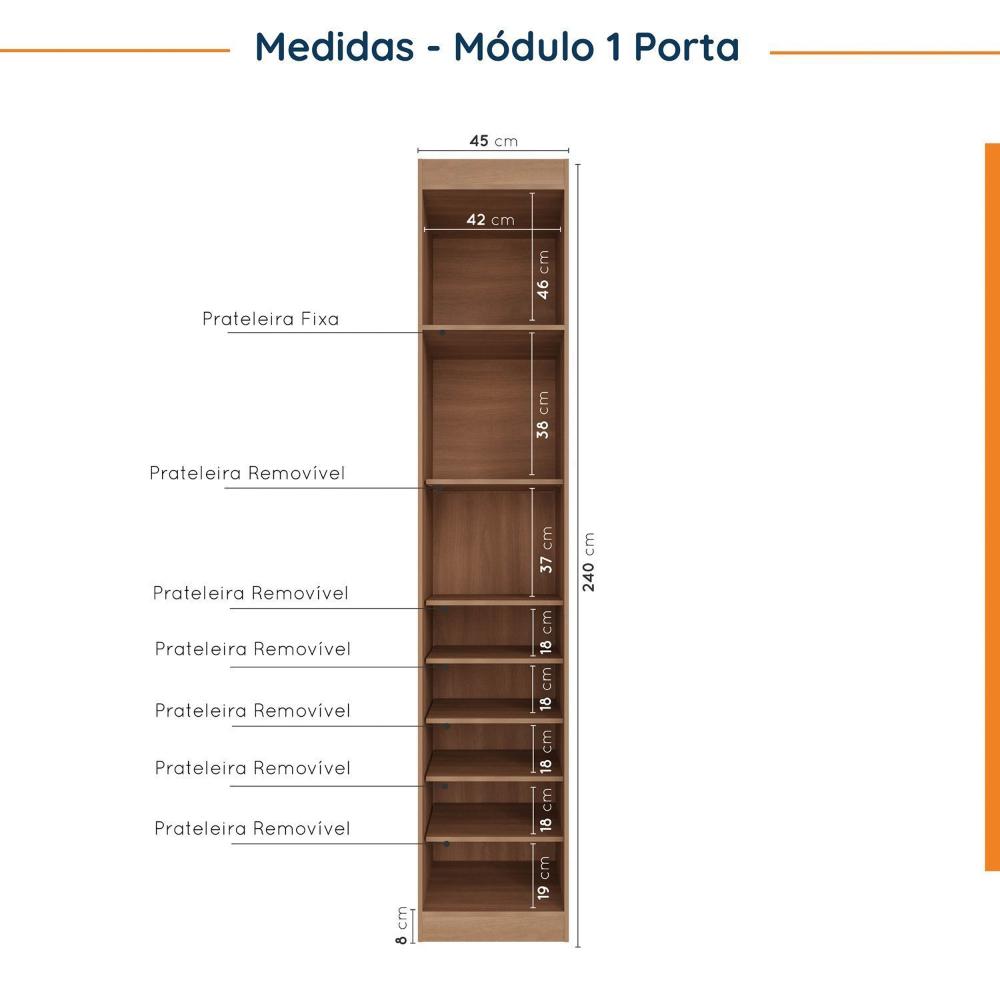 Guarda Roupa Modulado Canto 5 Portas 3 Peças Hera CabeCasa MadeiraMadeira Louro