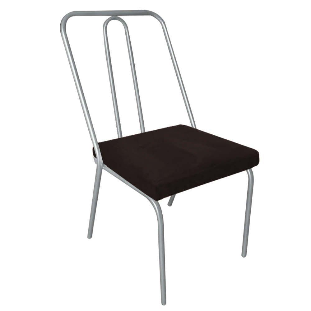 Miniatura Cadeira De Jantar Drika Office Escritório Recepção Ferro Cinza Corino Marrom - Ahazzo Móveis