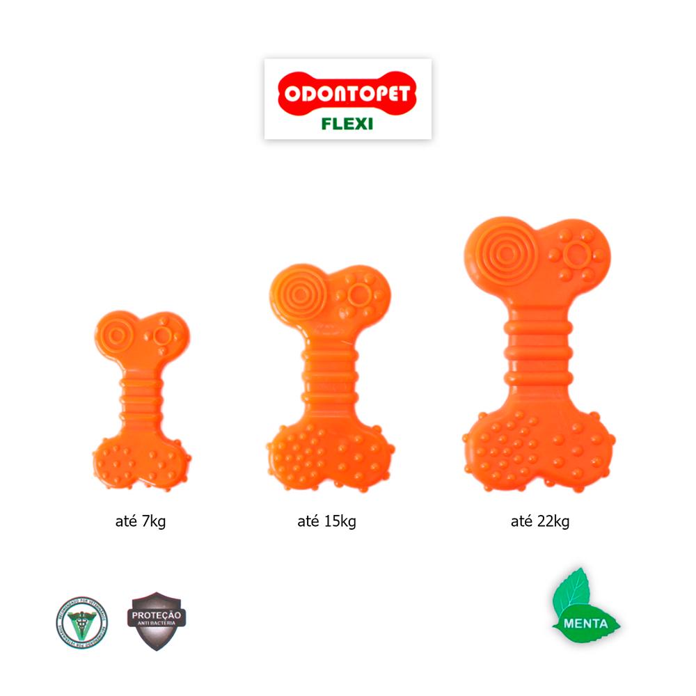 Brinquedo Odontopet Osso Flexi Flat Laranja para Cães - Tam. P