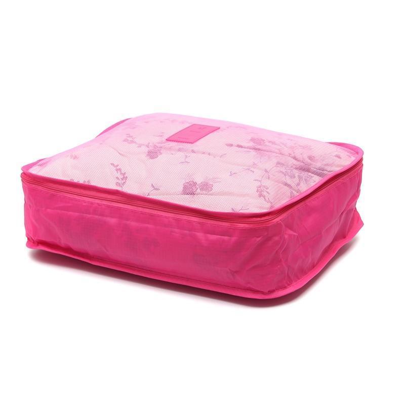 Miniatura Kit 6 Bolsas Organizadoras Para Mala / Bagagem- Pink