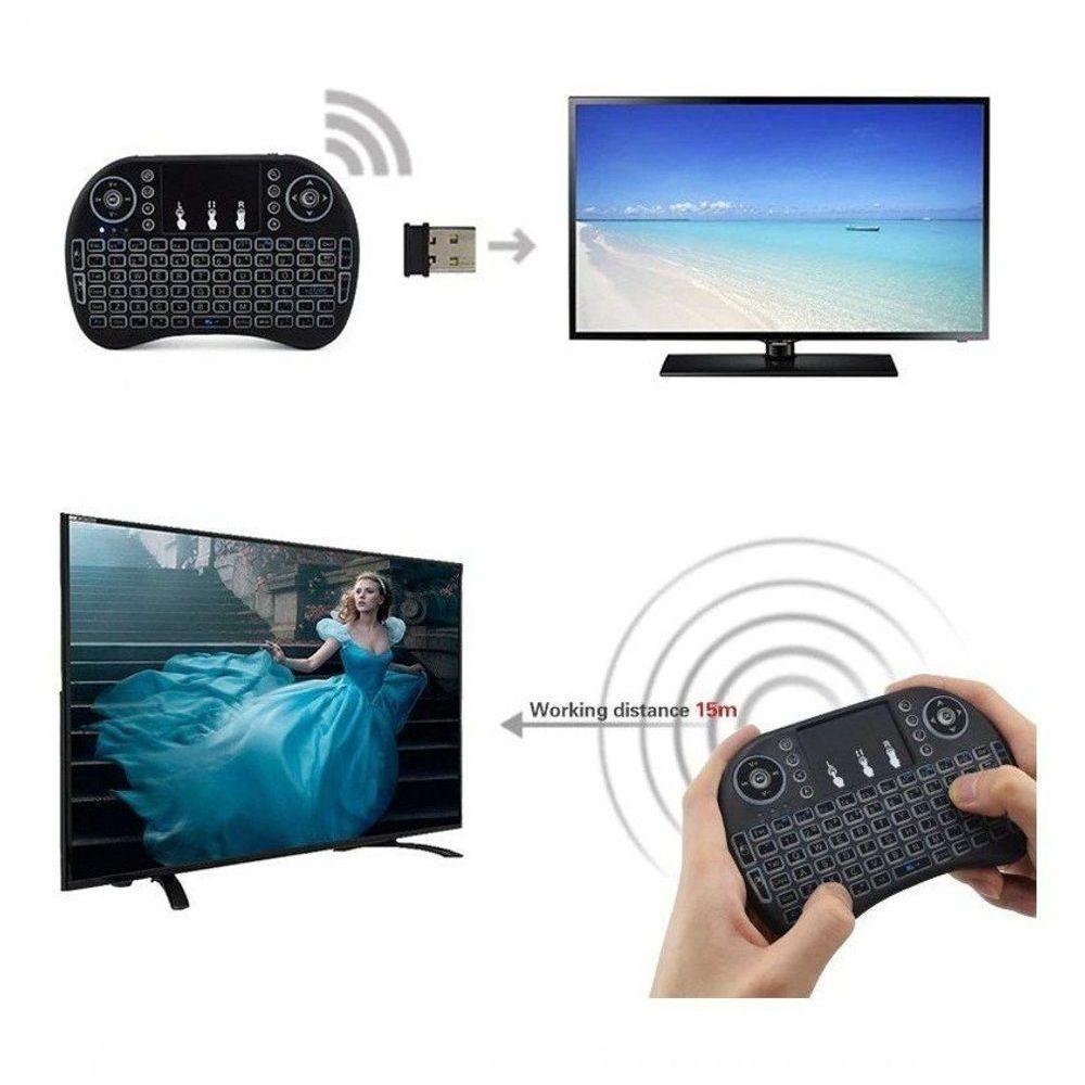 Miniatura Mini Teclado Usb Wireless Touchpad Sem Fio Android Tv Smart