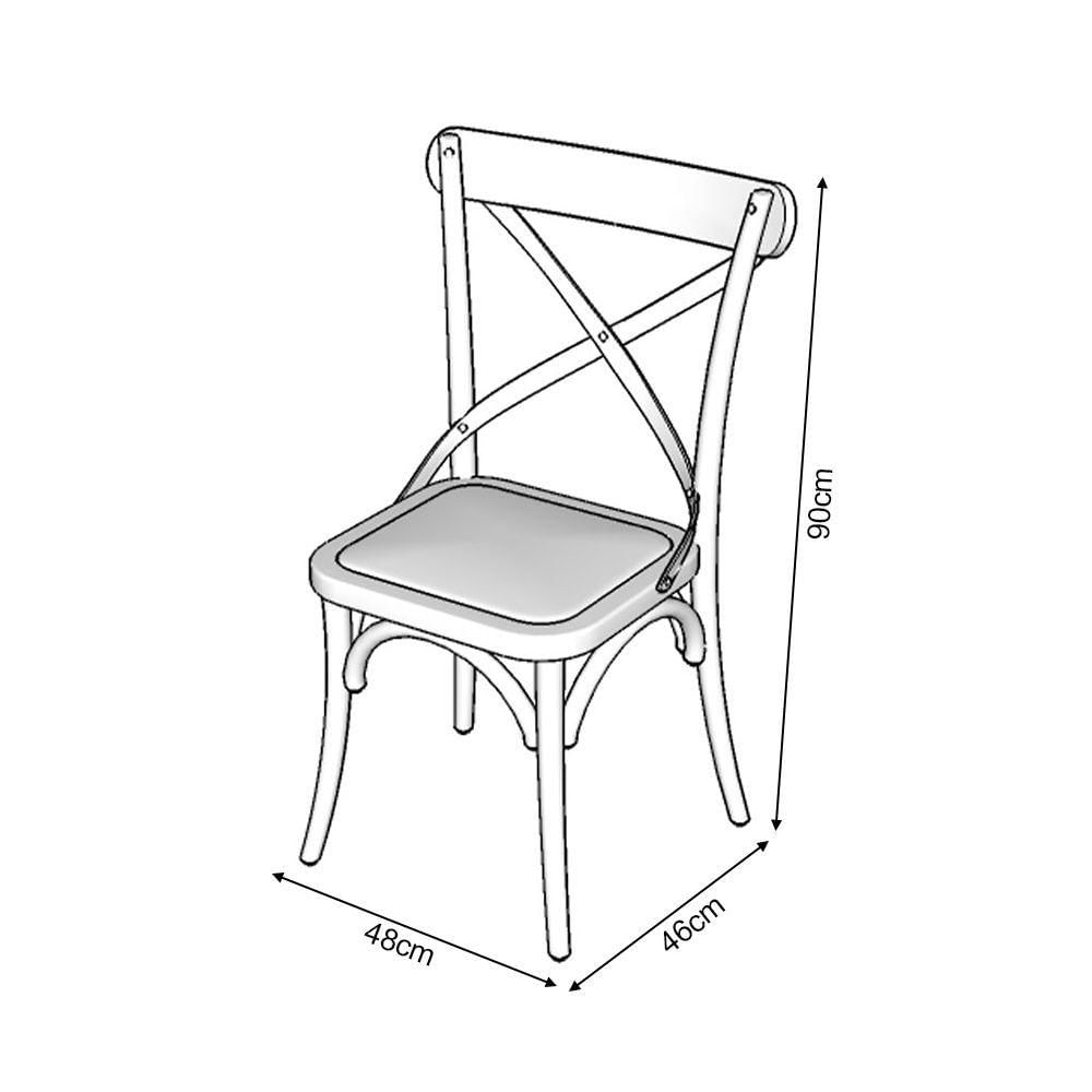 Miniatura Kit 4 Cadeiras Katrina X Branca Assento Bege Aço Asturias - Cor: Branco