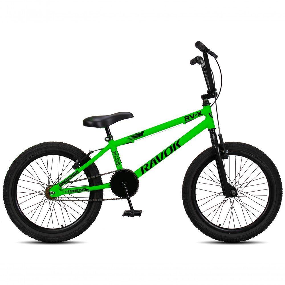 Miniatura Bicicleta BMX Cross Aro 20 RV-X Aro Aero Freio V-Brake Ravok Verde