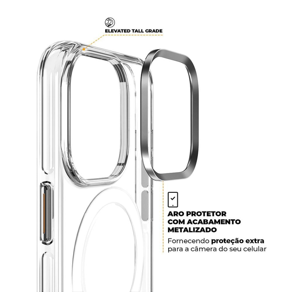 Kit Capa MagSafe Crystal Armor e Pelicula Defender Pro Privacidade para iPhone 15 - Gshield