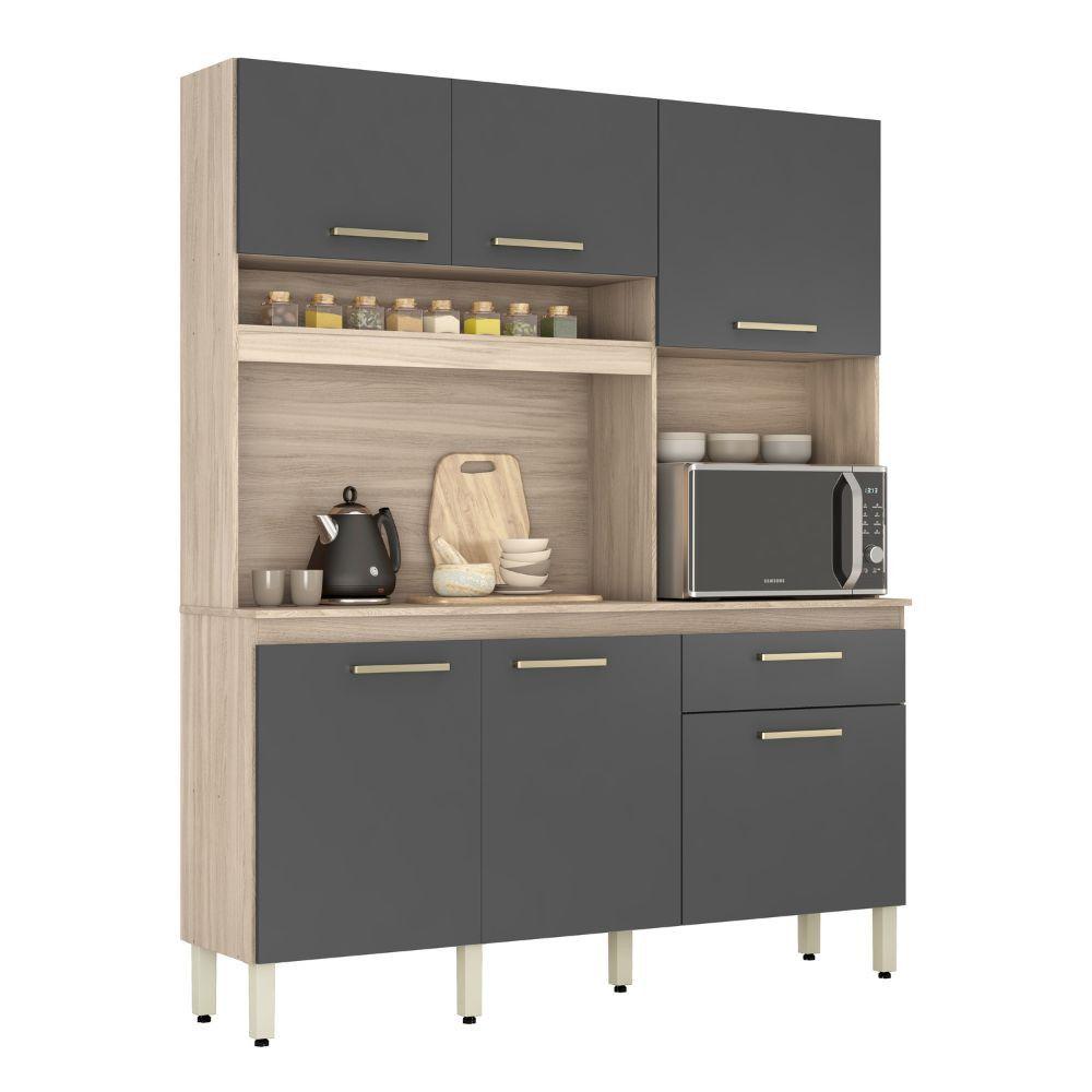 Miniatura Cozinha Demobile Alamo 6 Portas 1 Gaveta Avena/grafito