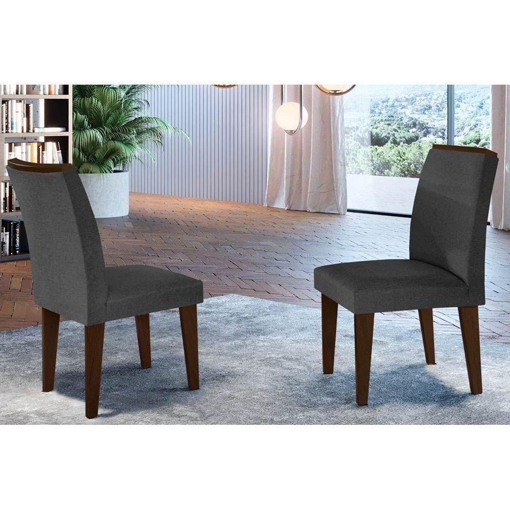 Miniatura Kit 2 Cadeiras Sala Jantar Lunara Madeira 2 Un Capuccino-grafite - Rufato