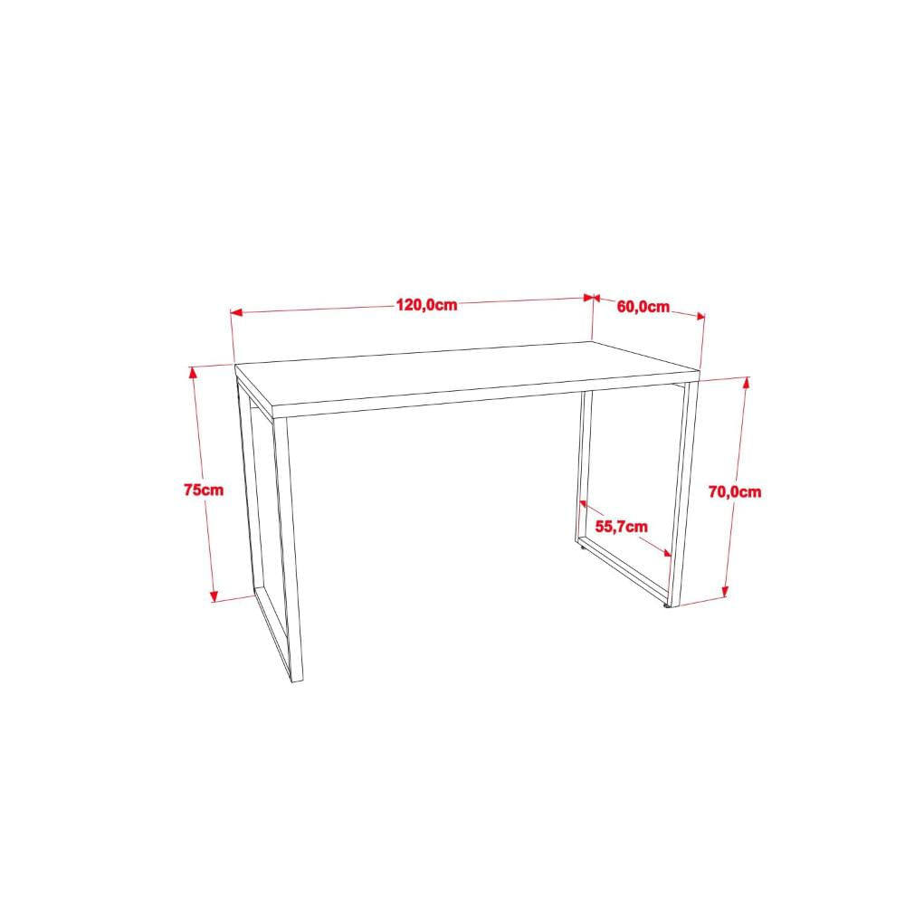 Miniatura Mesa para Escritório Office Estilo Industrial 120cm Kuadra Compace Nogal