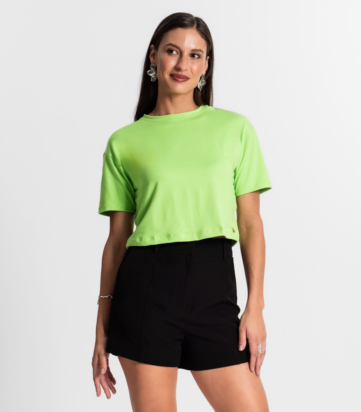 Miniatura Blusa Cropped Manga Curta Rovitex Verde G