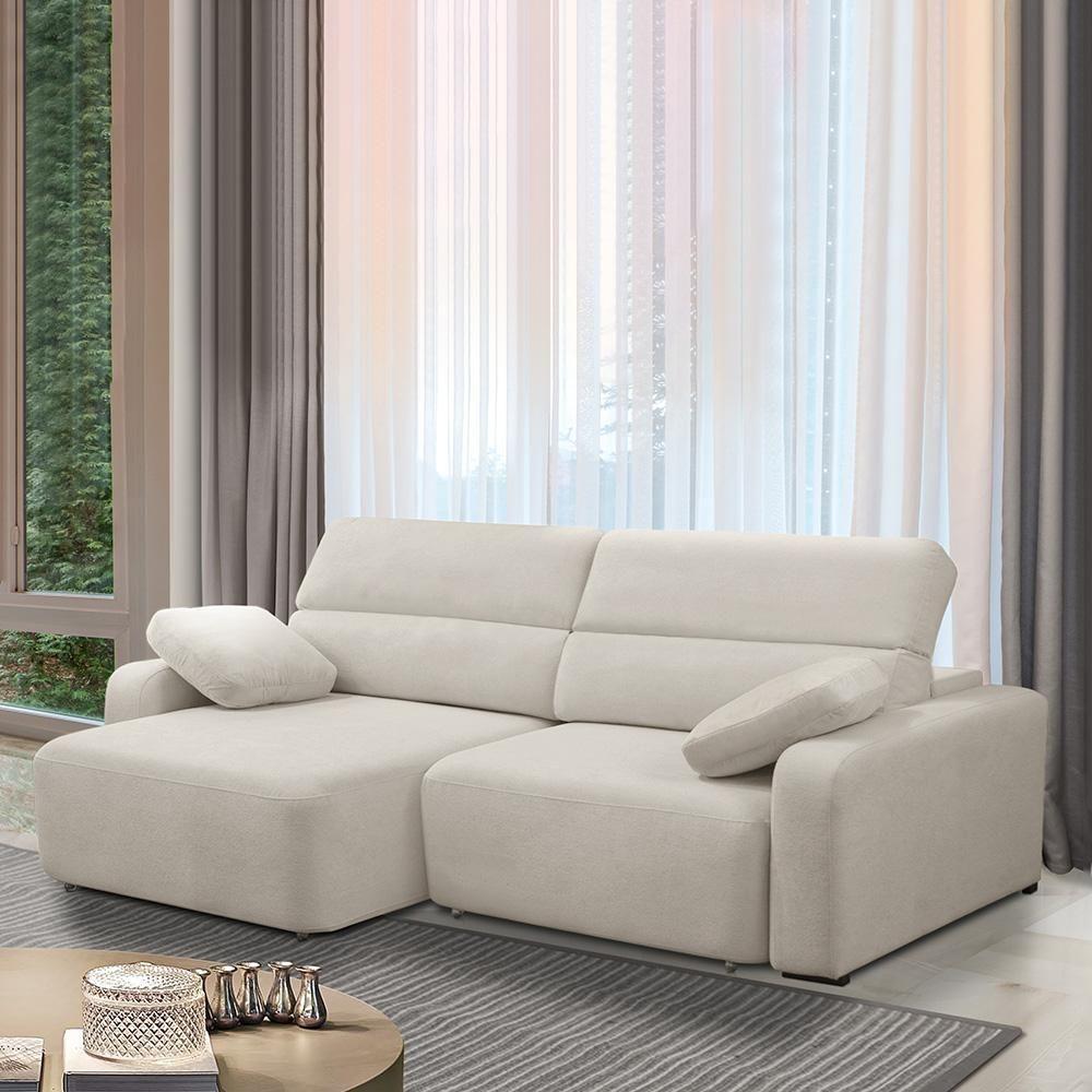 Miniatura Sofá Decorativo Sala De Estar ícaro 3 Lugares 240cm Reclinável E Retrátil Bouclê Off White