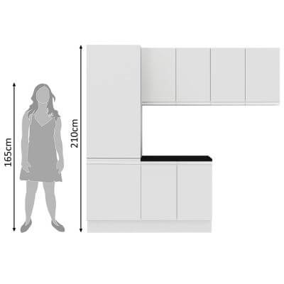 Miniatura Kit Área De Serviço Madesa Acordes Glamy 100% MDF com Armário, Balcão e Torre Branco Cor:Branco