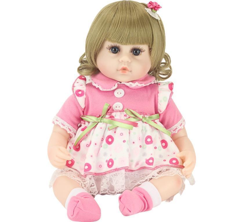 Miniatura Boneca Bebê Reborn Loira Vestido De Bolinhas E Acessórios