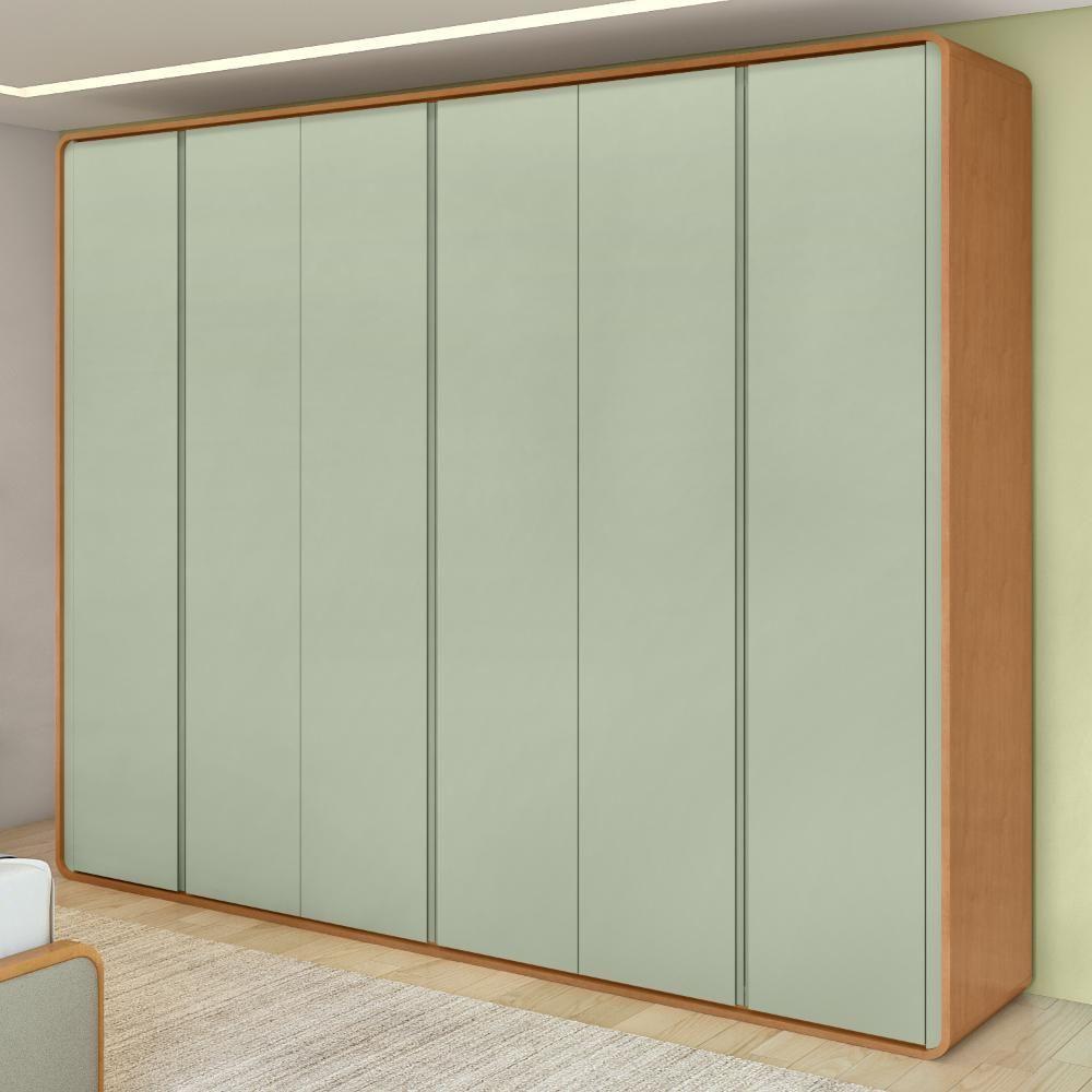 Miniatura Guarda-roupa Casal 6 Portas Easy Like Amendoa Clean/salvia