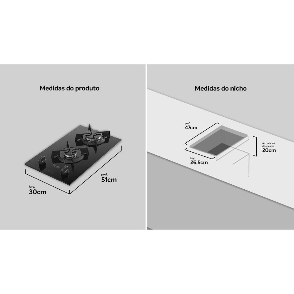 Miniatura Cooktop 2 Bocas Com Mesa De Vidro Dako Supreme Bivolt