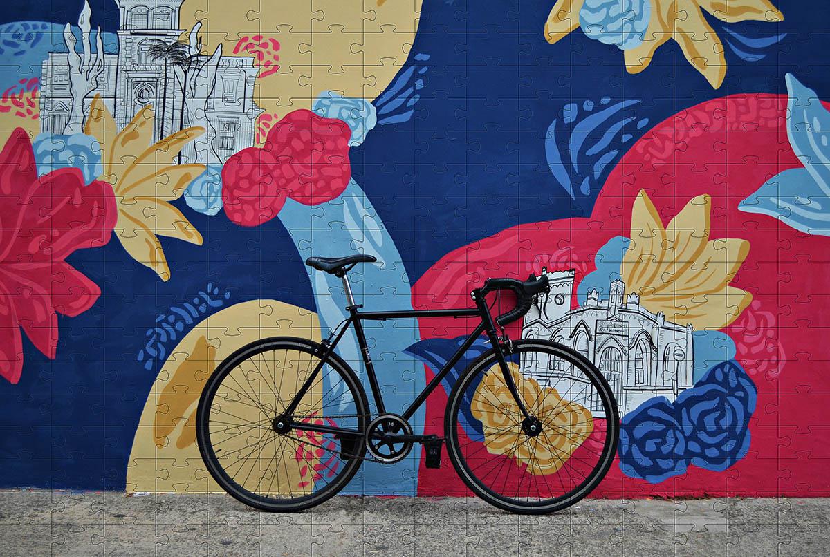 Miniatura Presente Para Ciclistas Quebra Cabeça Art Bike + Toalha