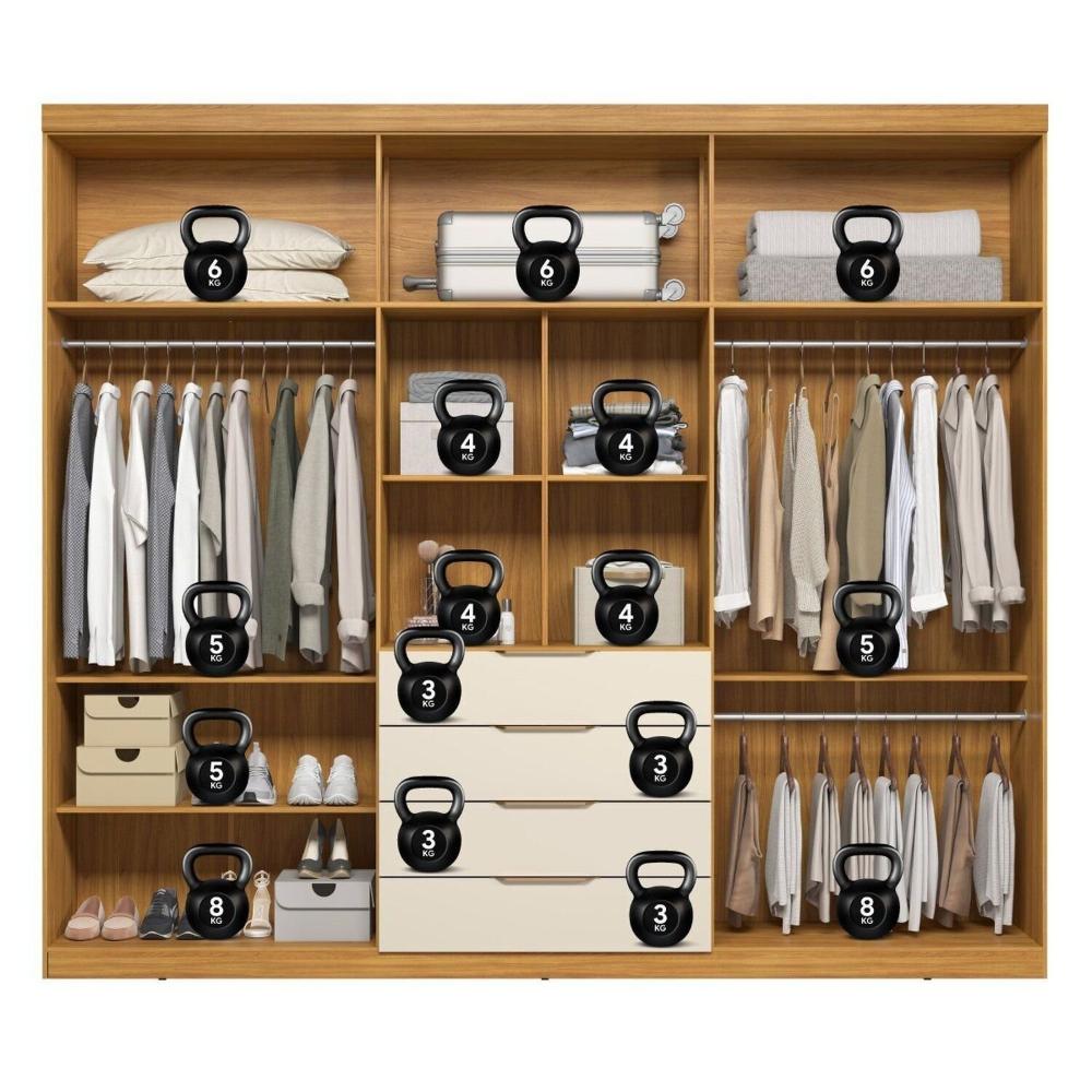 Guarda-roupa Casal 6 Portas Giardino Cinnamon/Off White