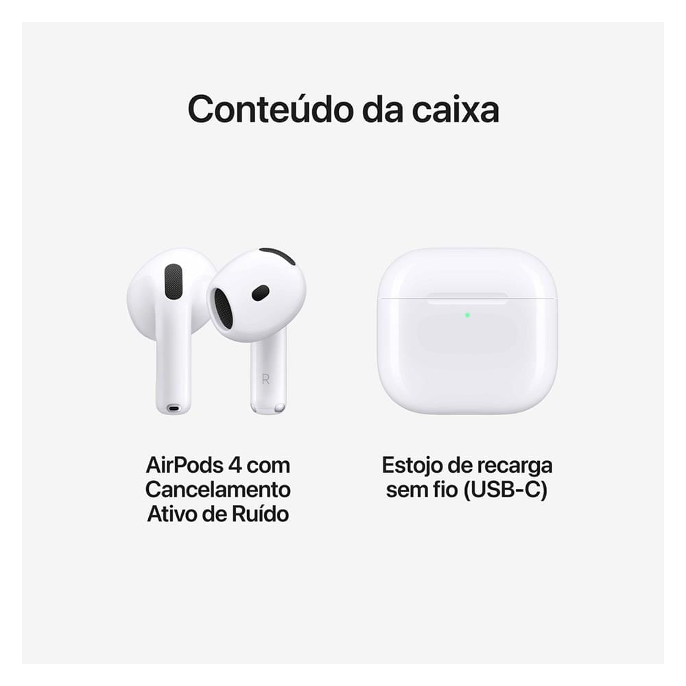 Apple AirPods (4ª Geração) com Cancelamento Ativo de Ruído Bivolt