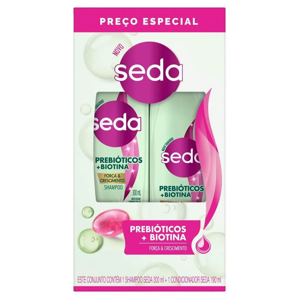 Miniatura Shampoo Seda 300ml+Condicionador 190ml Prebióticos+Biotina