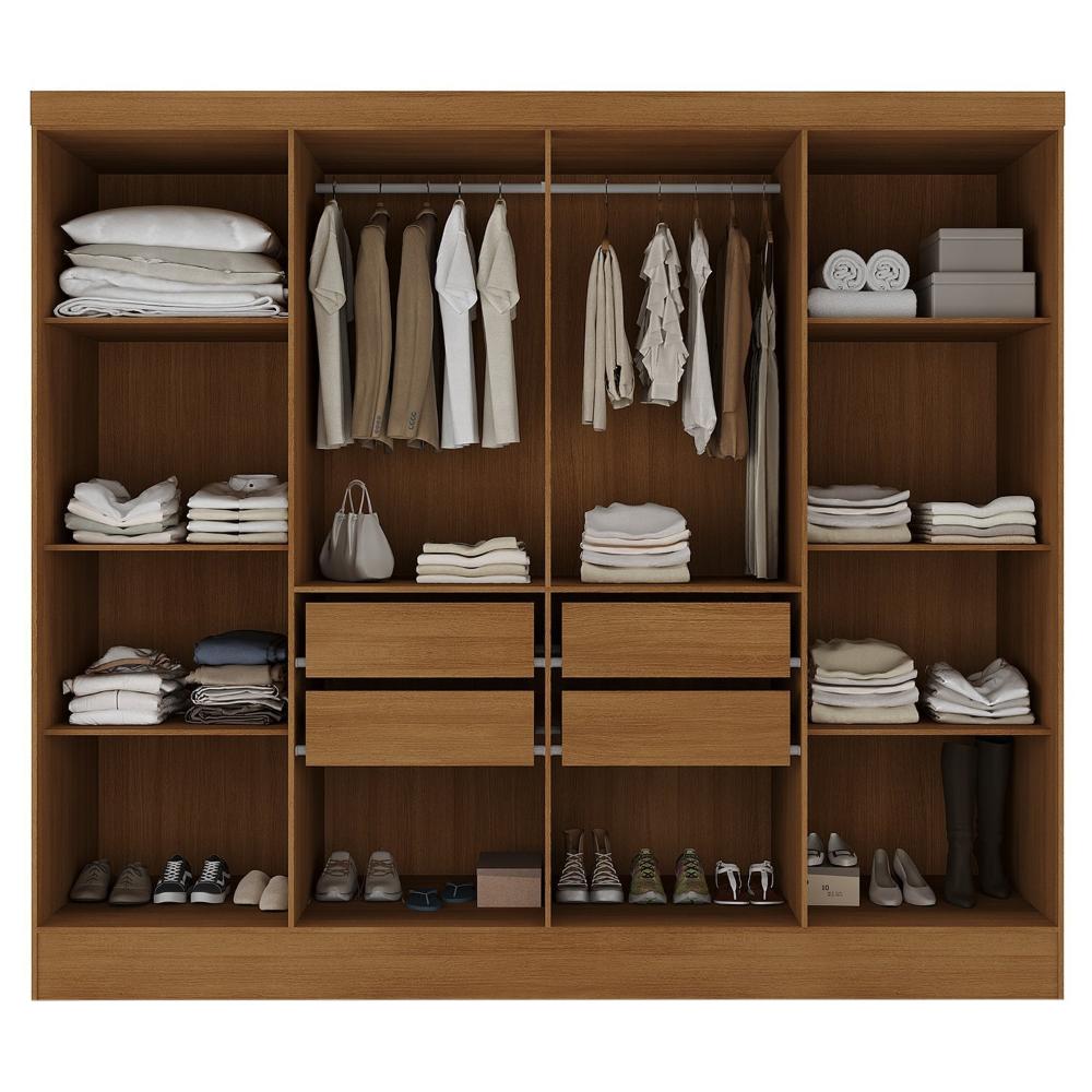 Miniatura Guarda Roupa Casal 8 Portas 4 Gavetas Jatobá Yescasa Cinamomo/Off White