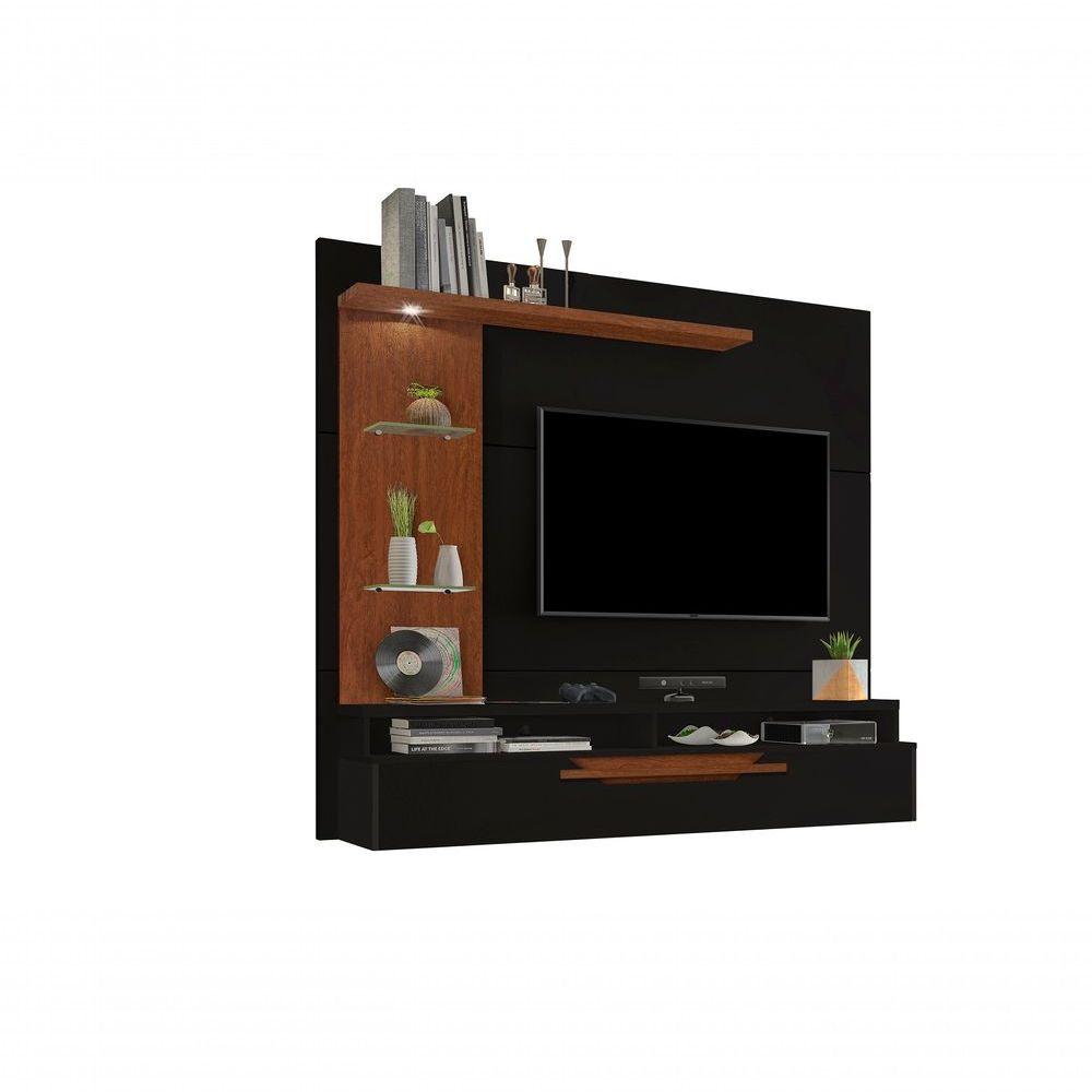 Miniatura Painel Tv Zeus Carmolar Para Tv Ate 60 C/ldes Cor:preto/canela