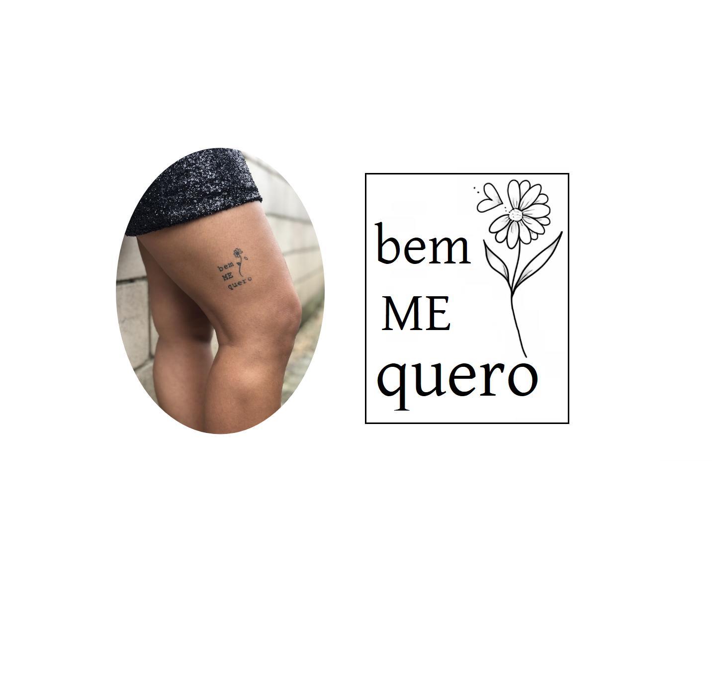 Miniatura Tatuagem Temporária Frase Bem Me Quero Girasol
